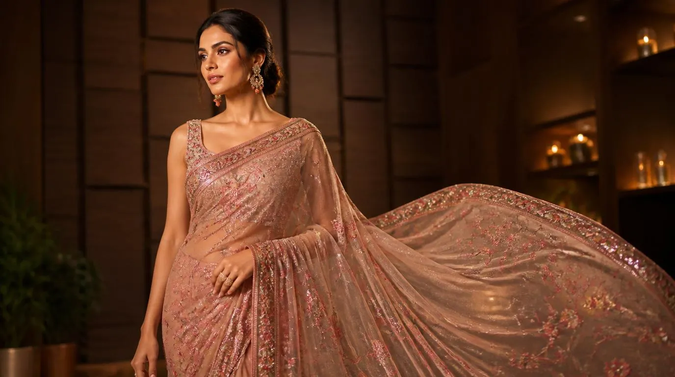 Designer georgette saree with hand embroidery