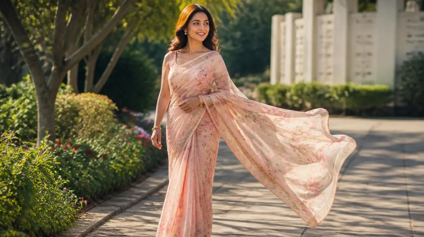Georgette saree with light embroidery