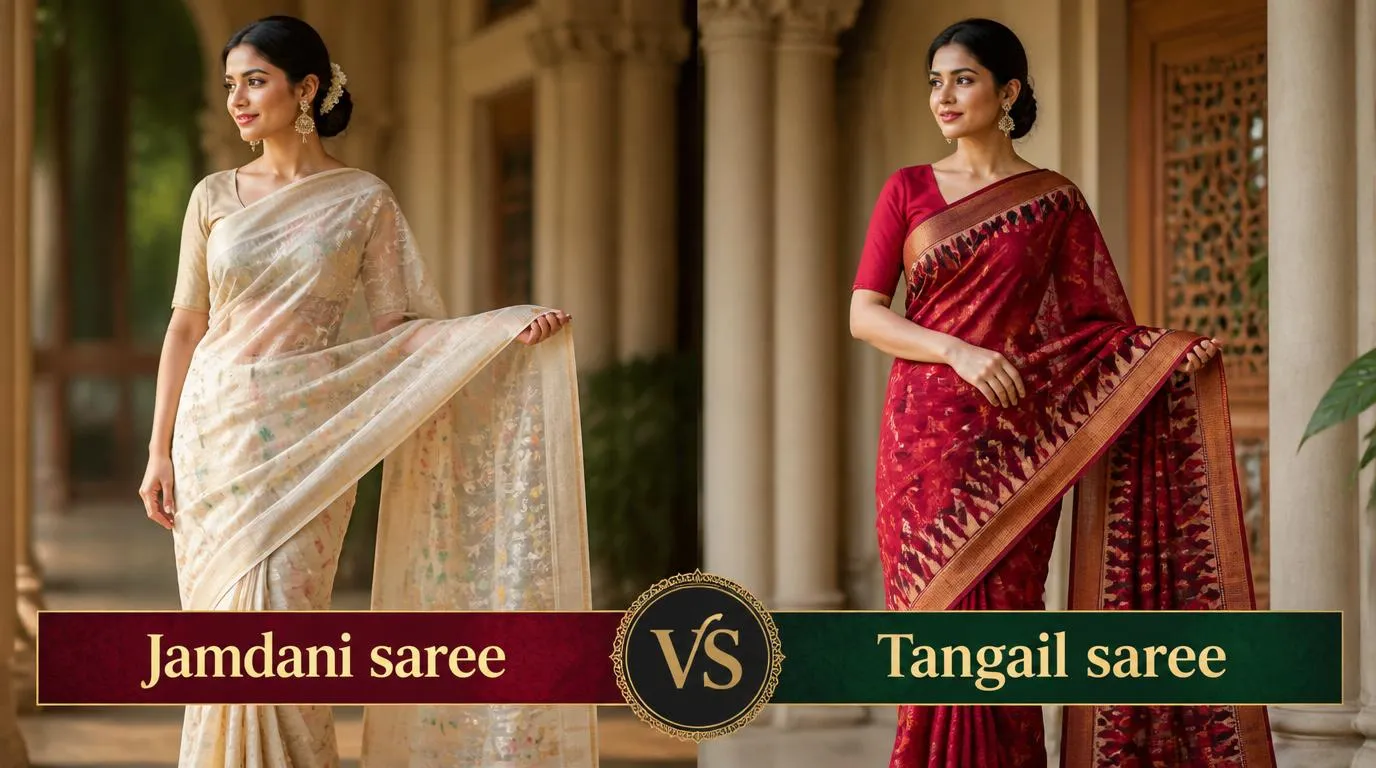Jamdani and Tangail saree comparison