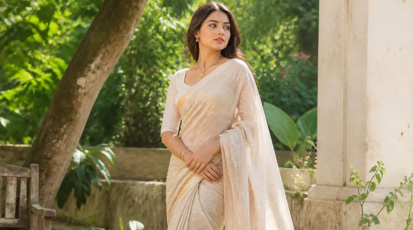 Linen saree with natural texture