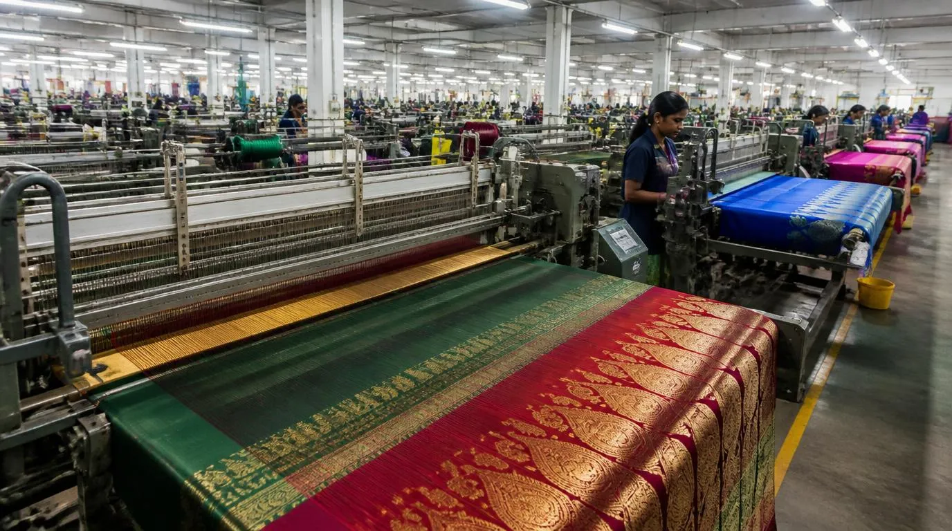 Powerloom machine weaving sarees