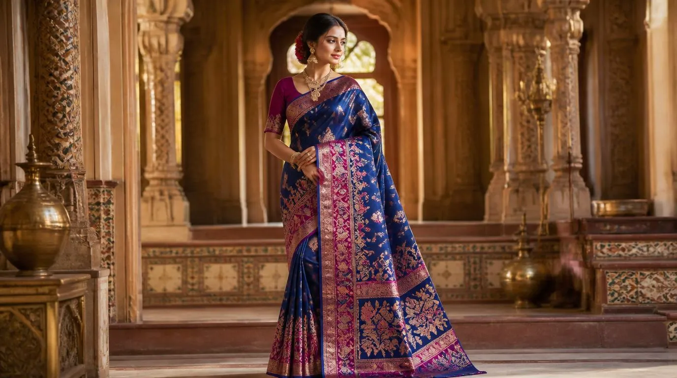 Premium silk Jamdani saree with intricate zari work