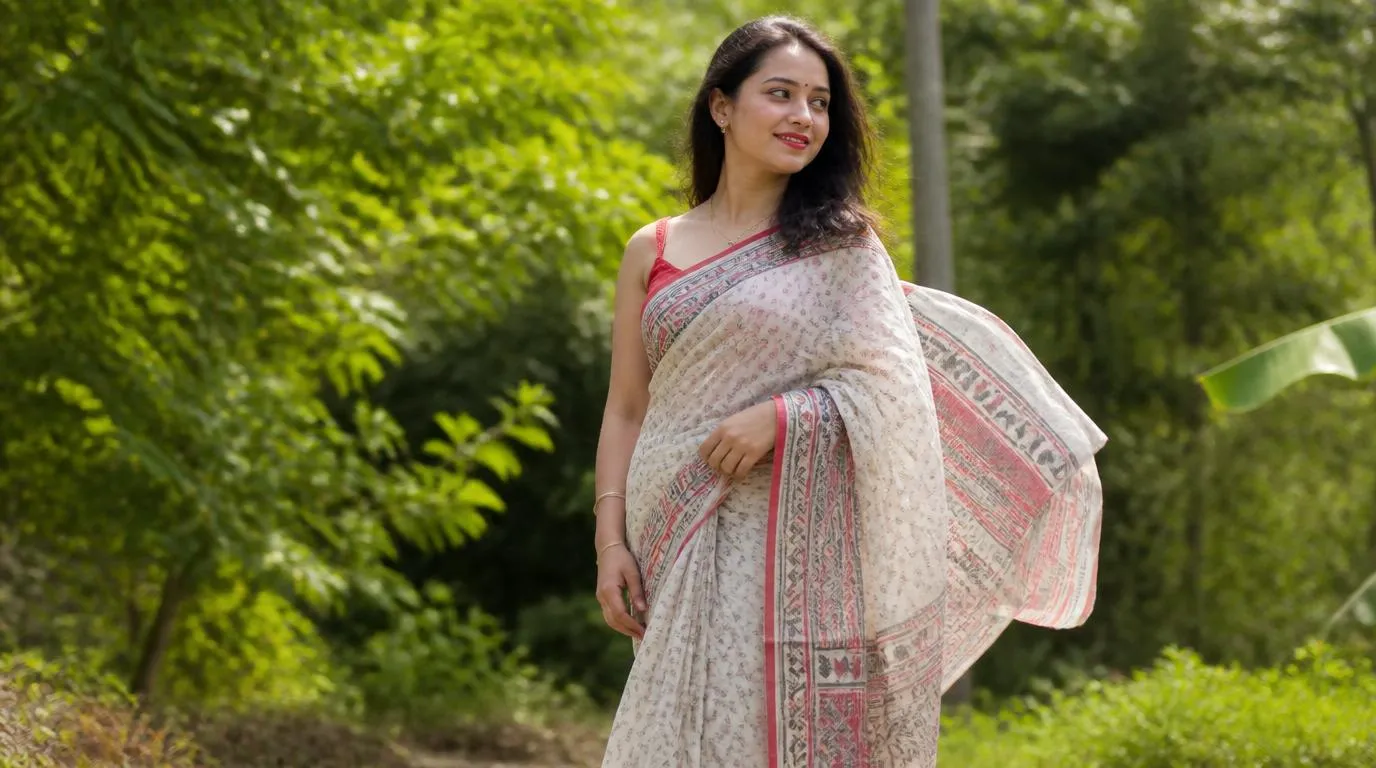Pure cotton saree in a light pastel shade