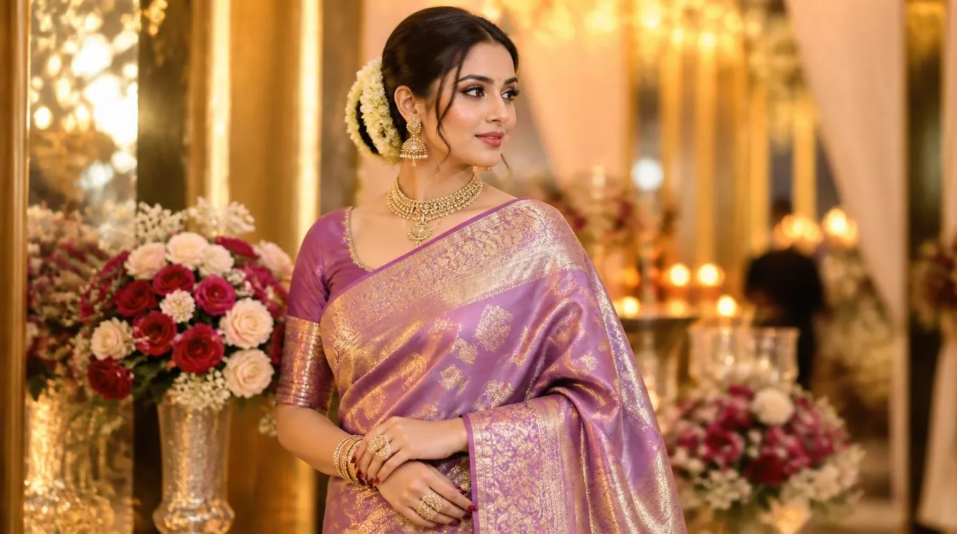 Traditional Rajshahi silk saree with textured finish