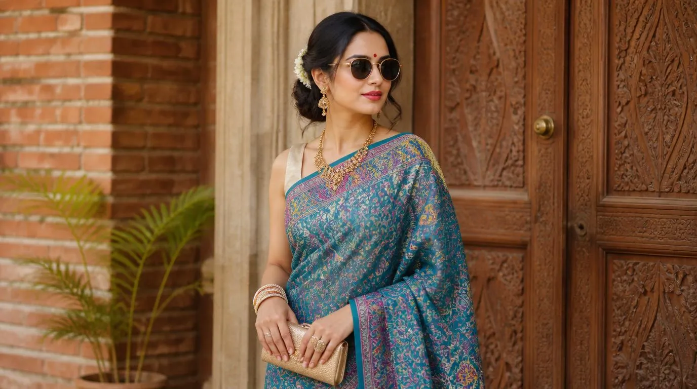 Saree accessories like clutch and dupatta